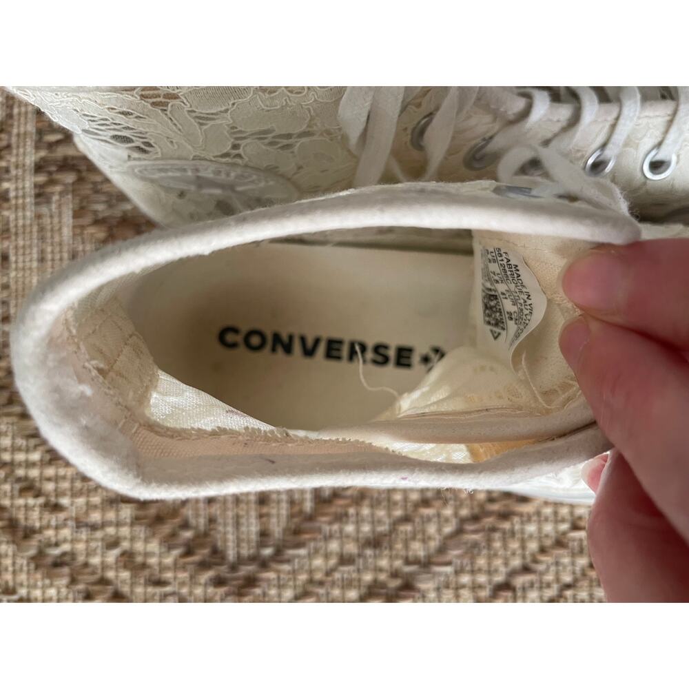Converse Pre-loved White Lace High tops SZ 9.5 - Picture 8 of 11